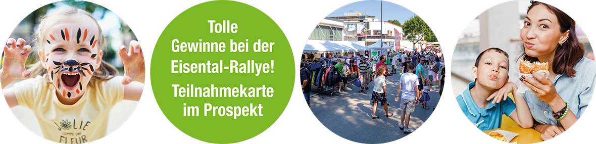 Eisentaltag Info: Tolle Gewinne bei der
Eisental-Rallye!Teilnahmekarteim Prospekt